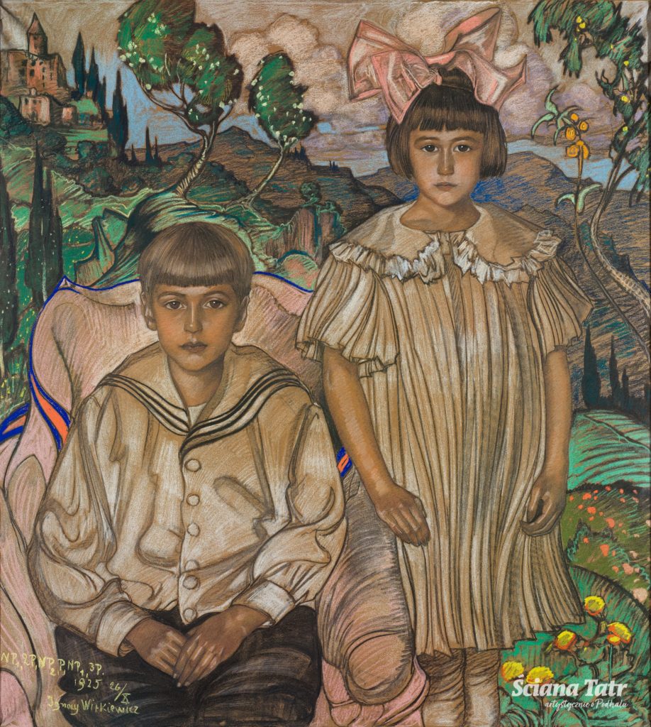 Stanisław Ignacy Witkiewicz, Portret dwojga dzieci (Krystyny i Ludwika Fischerów) na tle pejzażowym, 26 października 1925, Muzeum Tatrzańskie w Zakopanem