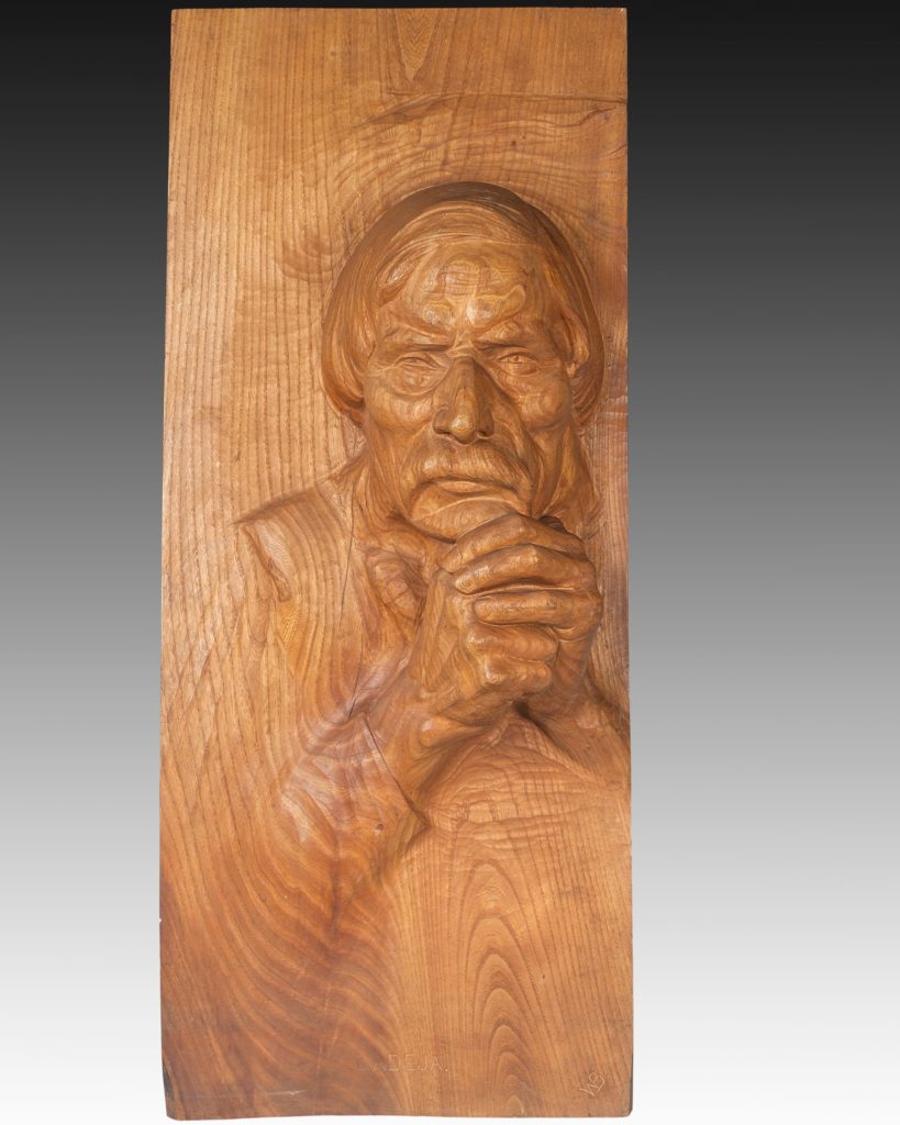 W. Brzega, Gadeja - płaskorzeźba, b.d., drewno, wym. 79 x 33 x 13 cm, sygn. WB, Muzeum Tatrzańskie w Zakopanem, S/319/MT
