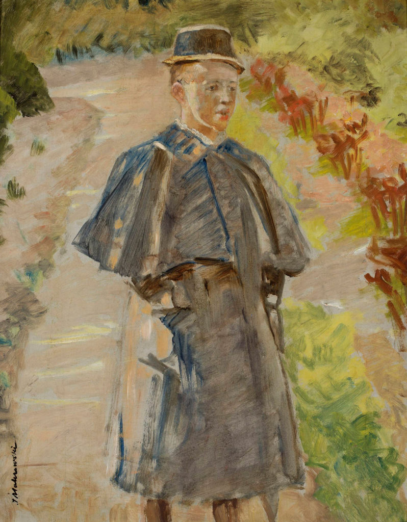 Jacek Malczewski, Chłopiec w ogrodzie, około 1904, olej, tektura, 40,3x32,5 cm, Muzeum Narodowe w Warszawie, Cyfrowe Muzeum Narodowe