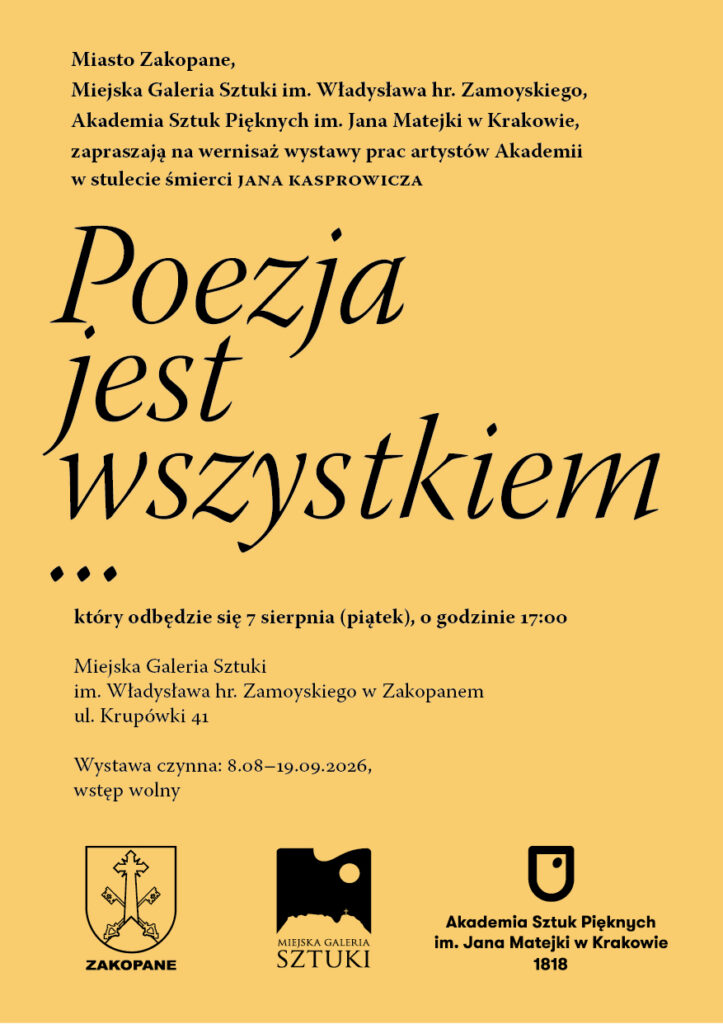 Fundacja Ściana Tatr patronem medialnym wystawy „Poezja jest wszystkiem…” w Miejskiej Galerii Sztuki w Zakopanem